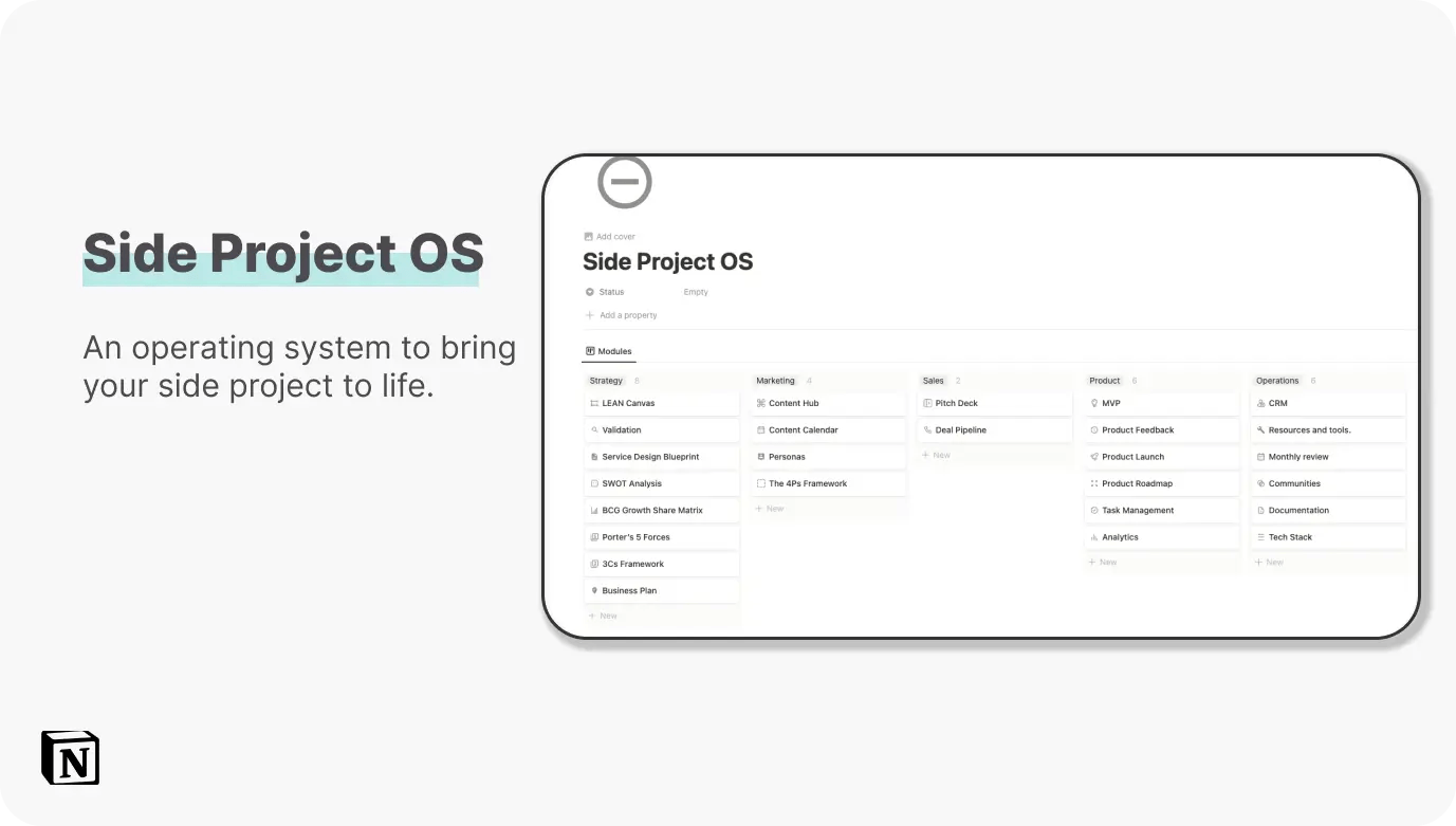 Side Project OS - Notion Project Template